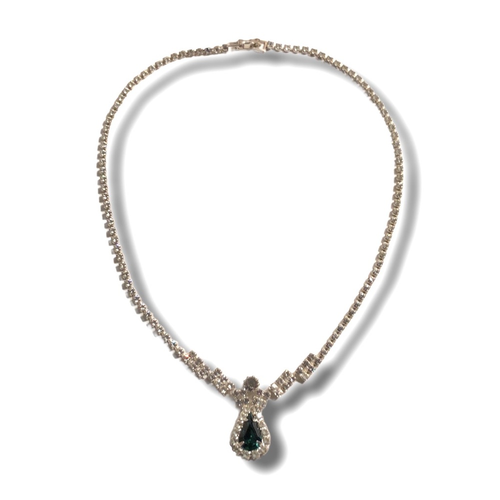 Vintage 1960’s rhinestone and faux emerald necklace